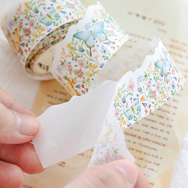 Mr. Paper 200cm/cuộn Washi băng Ins style Bướm hoa Bất thường Cắt đăng ten Sáng tạo tài khoản Nguyên liệu ghép đôi goolka DIY cup Tấm thiệp điện tử Trang trí băng
