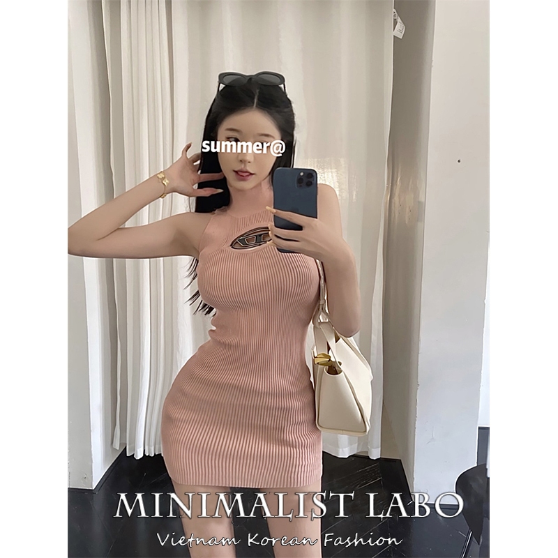 MINIMALIST LABO Đầm Dệt Kim Sát Nách Thời Trang Hàn Quốc Quyến Rũ Cho Nữ
