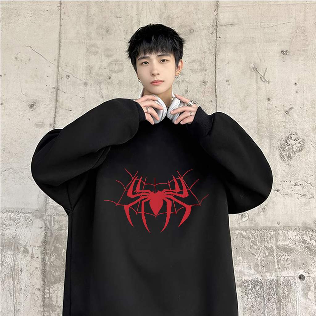 Áo sweater nam BEEYANBUY áo nỉ tay dài thời trang in hình spider man unisex 100% cotton-Y0544
