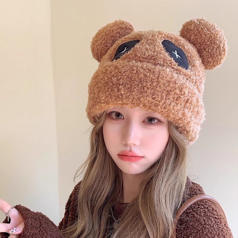 Dễ Thương Mũ Lông Cừu Giữ Ấm Tai Hình Gấu Trúc Đáng Yêu Thời Trang Thu Đông Cho Nữ