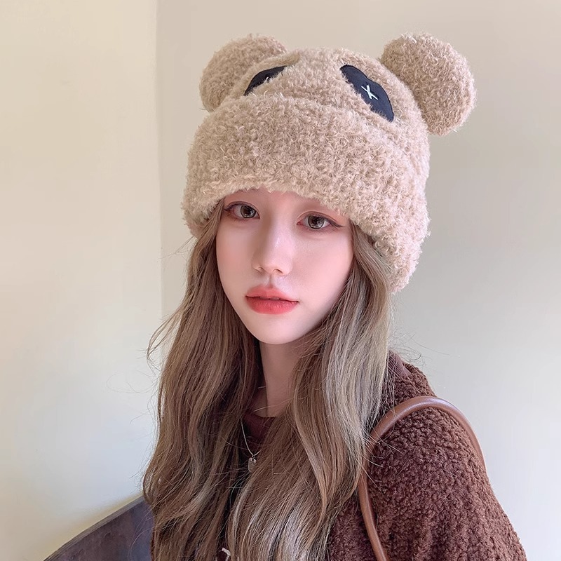 Dễ Thương Mũ Lông Cừu Giữ Ấm Tai Hình Gấu Trúc Đáng Yêu Thời Trang Thu Đông Cho Nữ