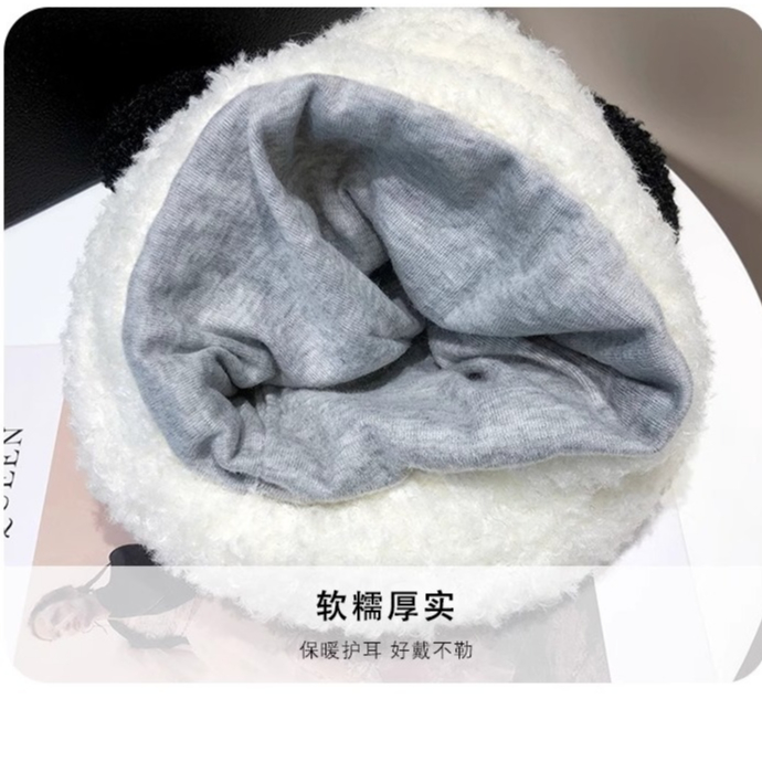 Dễ Thương Mũ Lông Cừu Giữ Ấm Tai Hình Gấu Trúc Đáng Yêu Thời Trang Thu Đông Cho Nữ