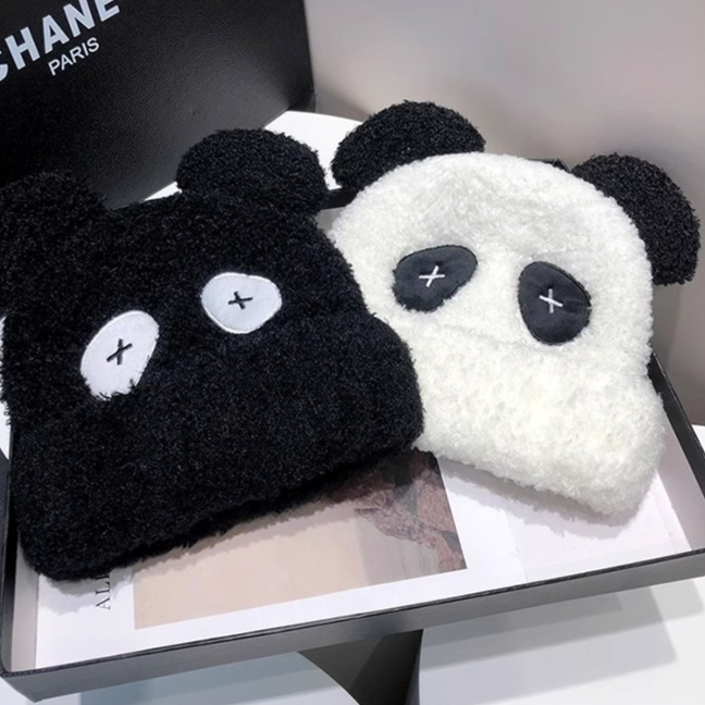 Dễ Thương Mũ Lông Cừu Giữ Ấm Tai Hình Gấu Trúc Đáng Yêu Thời Trang Thu Đông Cho Nữ