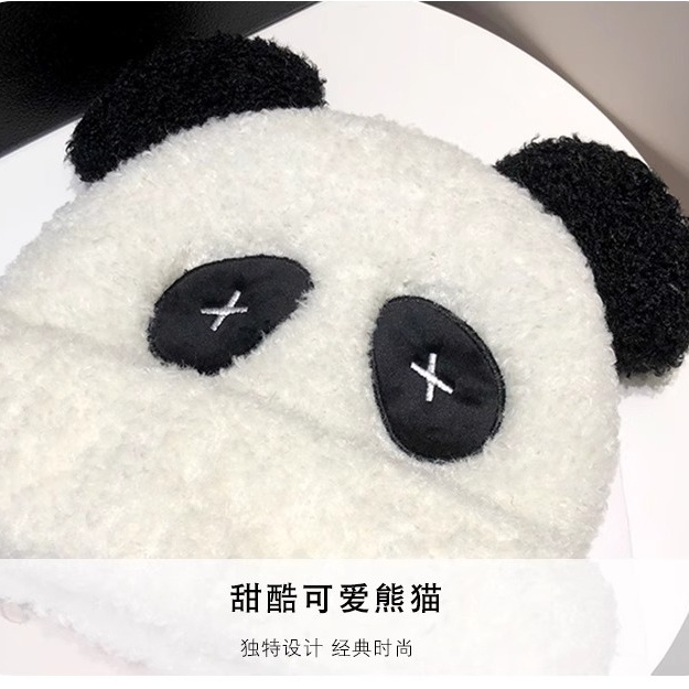 Dễ Thương Mũ Lông Cừu Giữ Ấm Tai Hình Gấu Trúc Đáng Yêu Thời Trang Thu Đông Cho Nữ