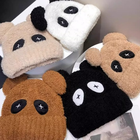 Dễ Thương Mũ Lông Cừu Giữ Ấm Tai Hình Gấu Trúc Đáng Yêu Thời Trang Thu Đông Cho Nữ