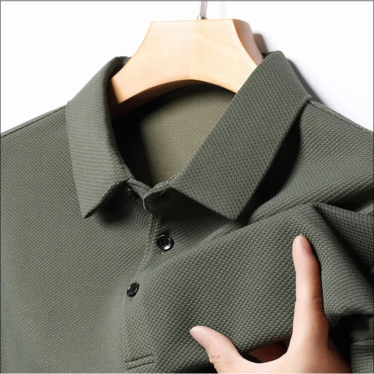 Áo polo Tay Dài Dáng Rộng Màu Sắc Đơn Giản Thời Trang Xuân Thu Cho Nam