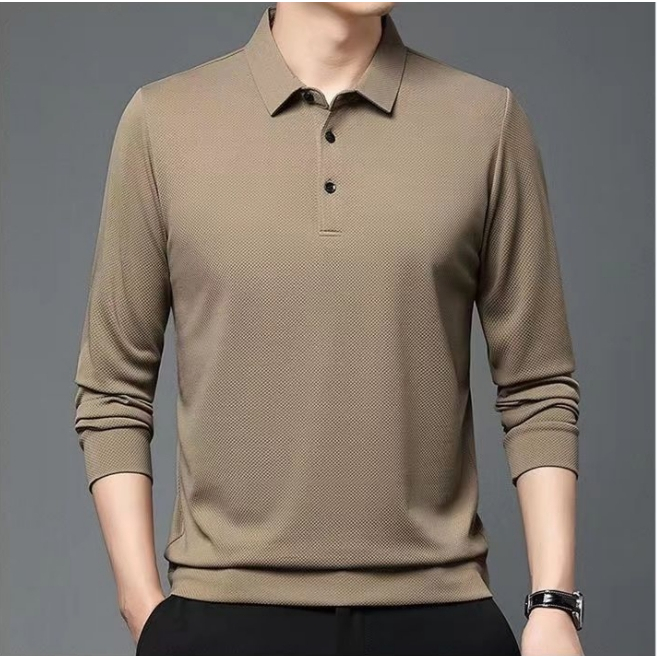 Áo polo Tay Dài Dáng Rộng Màu Sắc Đơn Giản Thời Trang Xuân Thu Cho Nam