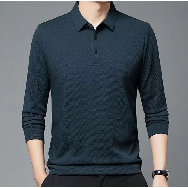 Áo polo Tay Dài Dáng Rộng Màu Sắc Đơn Giản Thời Trang Xuân Thu Cho Nam