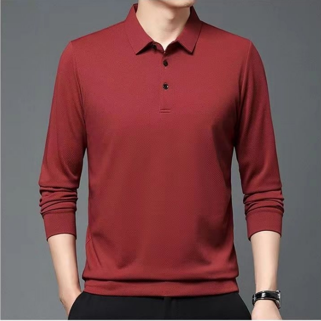 Áo polo Tay Dài Dáng Rộng Màu Sắc Đơn Giản Thời Trang Xuân Thu Cho Nam
