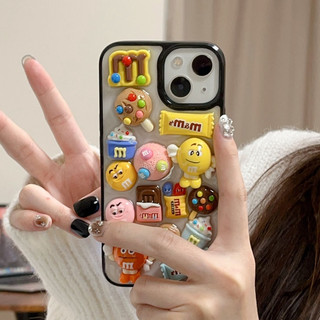 Dễ Thương Ốp Điện Thoại epoxy Chống Sốc Hình Socola m bean 3d Cho iphone 15promax 14promax 11 13promax 15pro