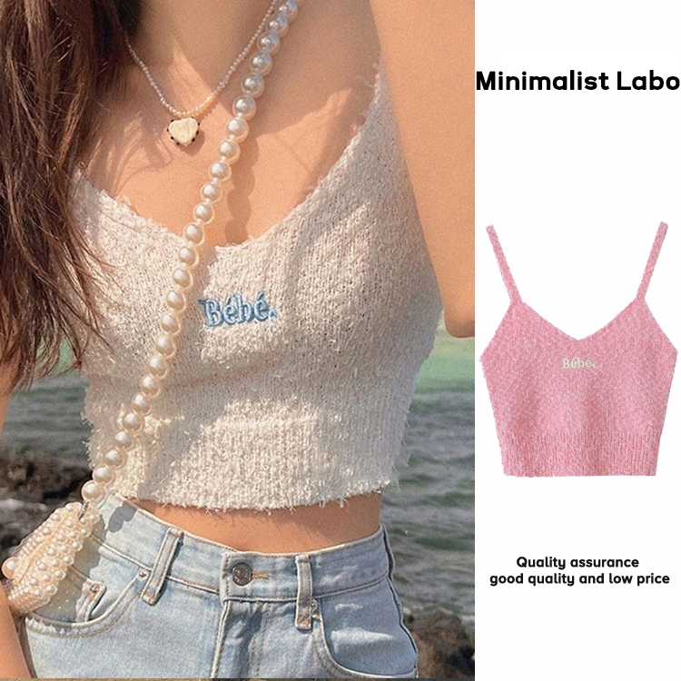 MINIMALIST LABO Áo croptop Hai Dây Cổ Chữ V Xinh Xắn Dành Cho Nữ