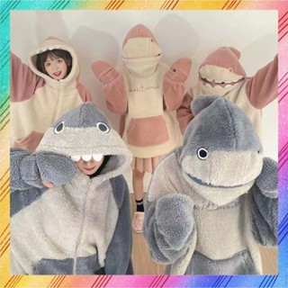 Thời Trang Áo Hoodie In Hình Cá Mập Vui Nhộn Cho Cặp Đôi