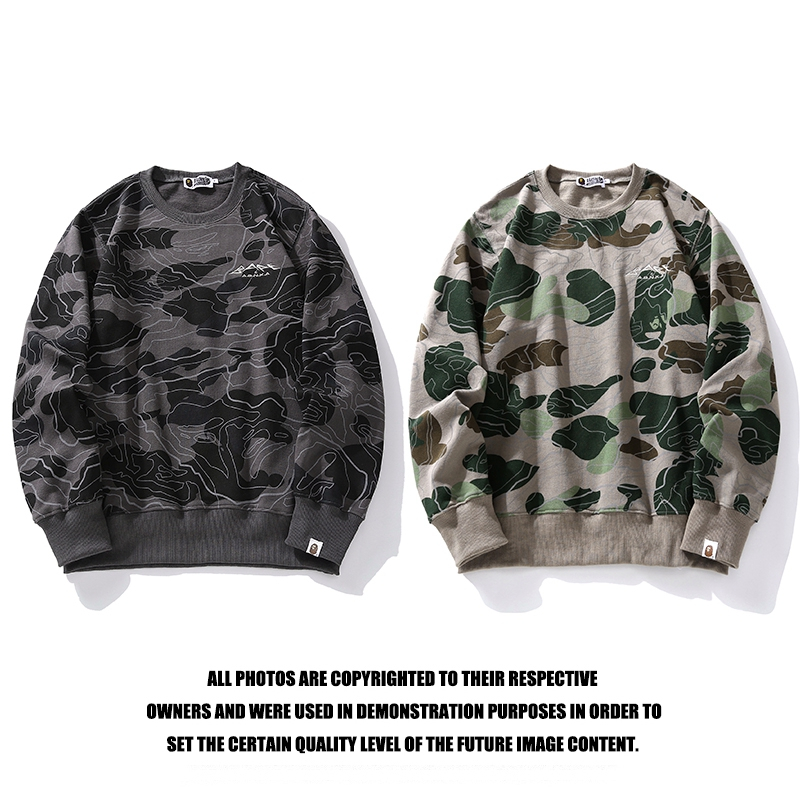 Bape Áo sweater Cổ Tròn Chất Liệu cotton In Họa Tiết Thời Trang Cho Nam Nữ