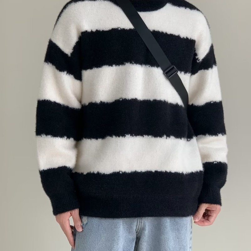 Áo sweater Cổ Tròn Dáng Rộng Phong Cách retro Nhật Bản Thời Trang Mùa Thu Cho Nam