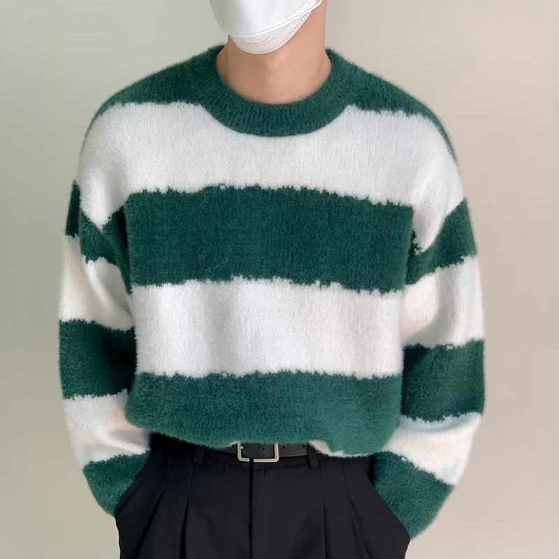 Áo sweater Cổ Tròn Dáng Rộng Phong Cách retro Nhật Bản Thời Trang Mùa Thu Cho Nam