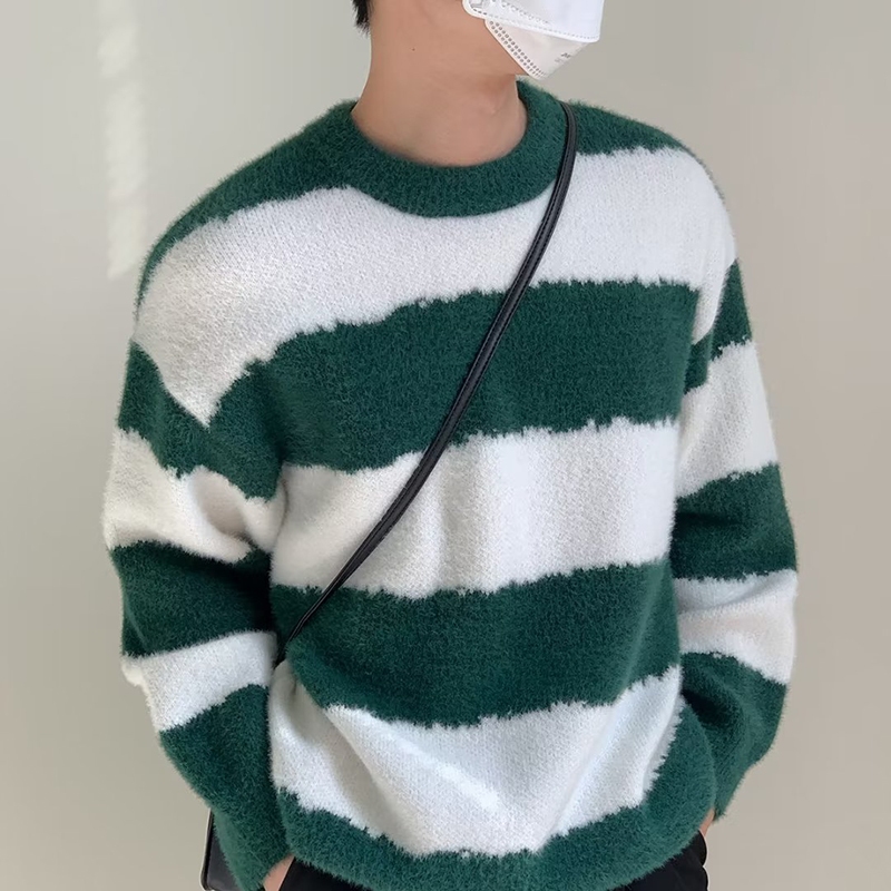 Áo sweater Cổ Tròn Dáng Rộng Phong Cách retro Nhật Bản Thời Trang Mùa Thu Cho Nam