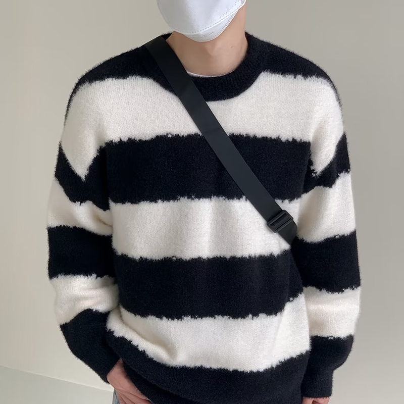 Áo sweater Cổ Tròn Dáng Rộng Phong Cách retro Nhật Bản Thời Trang Mùa Thu Cho Nam