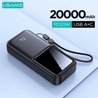 Usams Pin Sạc Dự Phòng Sạc Nhanh 20000mah Với Dây Cáp Type-C IP 20W Màn Hình Kỹ Thuật Số Cho 1phone15 Android 1phone6-14 iPd  Máy Tính Bảng
