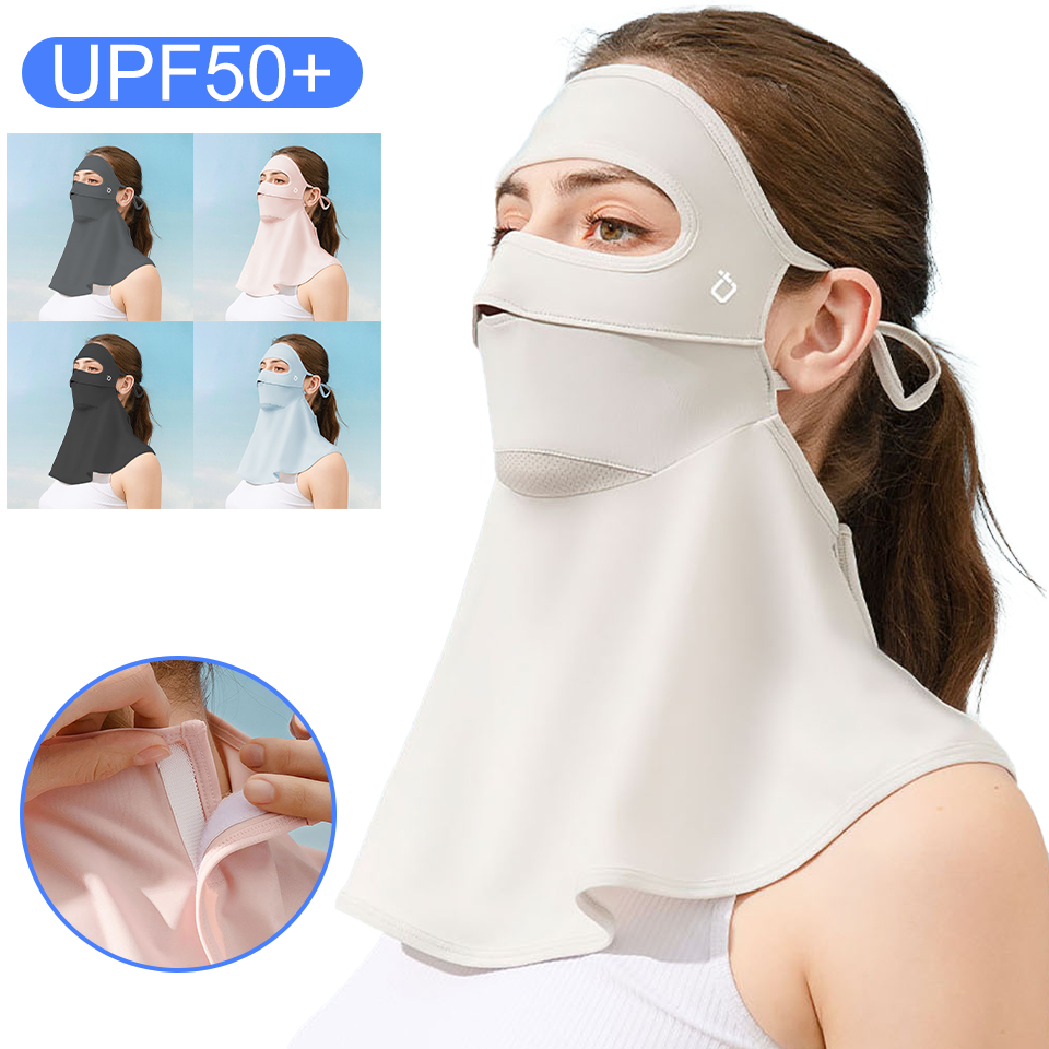 Khẩu Trang Bandana Lụa Lạnh Chống Tia UV Bảo Vệ Toàn Diện Thoáng Khí Cho Nữ