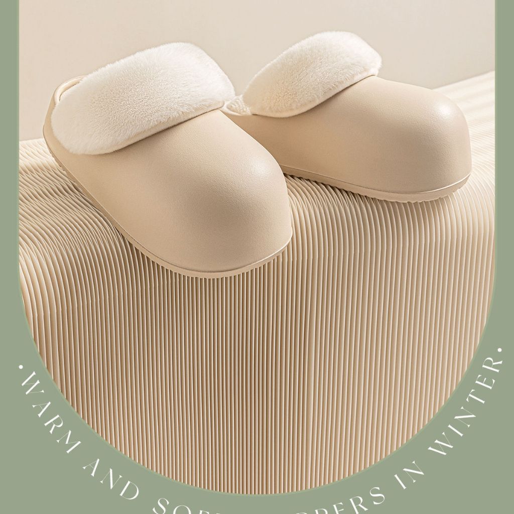 3CM không thấm nước Dép cotton Lót Nhung Dày Dặn Giữ Dép Lông dép bánh