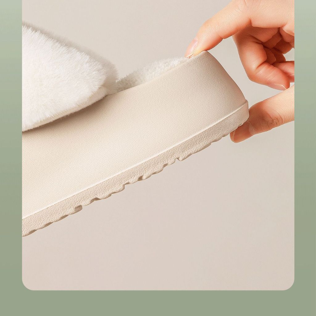 3CM không thấm nước Dép cotton Lót Nhung Dày Dặn Giữ Dép Lông dép bánh