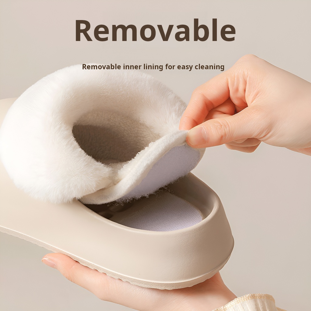 3CM không thấm nước Dép cotton Lót Nhung Dày Dặn Giữ Dép Lông dép bánh