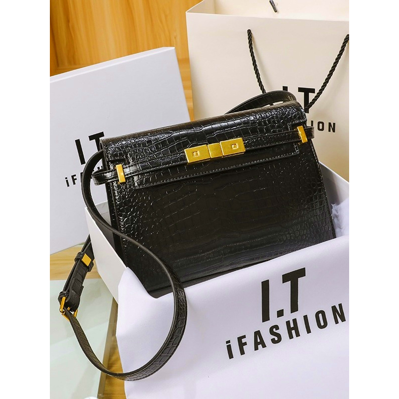 Manhattan Lady Kraft Tote Túi thời trang Crocodile sọc một vai Bag