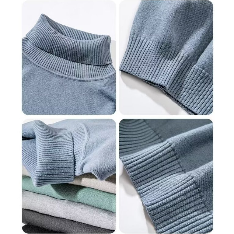 Áo Len Nam Cổ Lọ Tay Dài Dáng Rộng Màu Trơn Thời Trang Thu Đông Màu Sắc