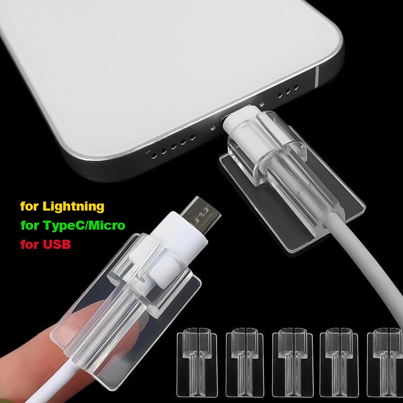 Phụ Kiện Bảo Vệ Dây Cáp Sạc Cổng Type C / Micro / Lightning / Android Trong Suốt Tiện Dụng