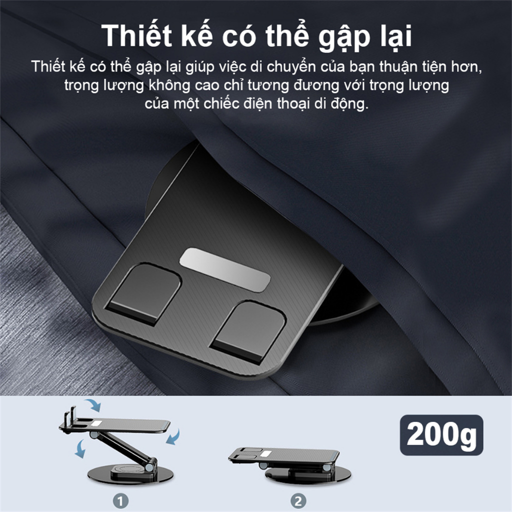 Swokii K39 Giá đỡ điện thoại, giá đỡ ipad nhôm, Hỗ trợ xoay 360°, Tương thích với điện thoại thông minh và máy tính bảng