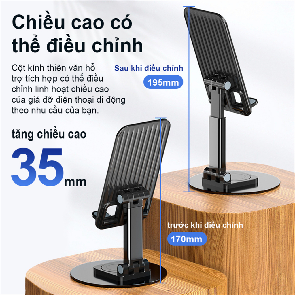Swokii K39 Giá đỡ điện thoại, giá đỡ ipad nhôm, Hỗ trợ xoay 360°, Tương thích với điện thoại thông minh và máy tính bảng