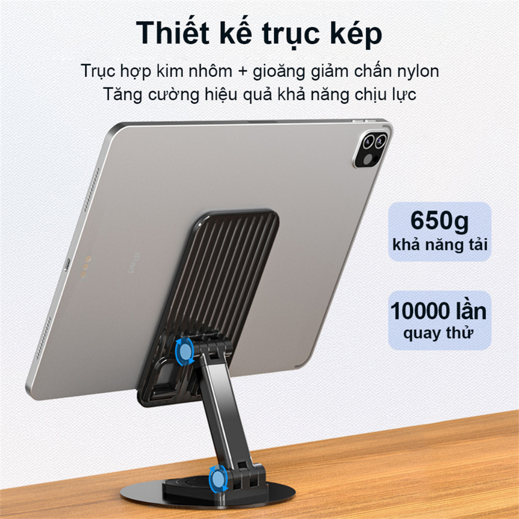 Swokii K39 Giá đỡ điện thoại, giá đỡ ipad nhôm, Hỗ trợ xoay 360°, Tương thích với điện thoại thông minh và máy tính bảng