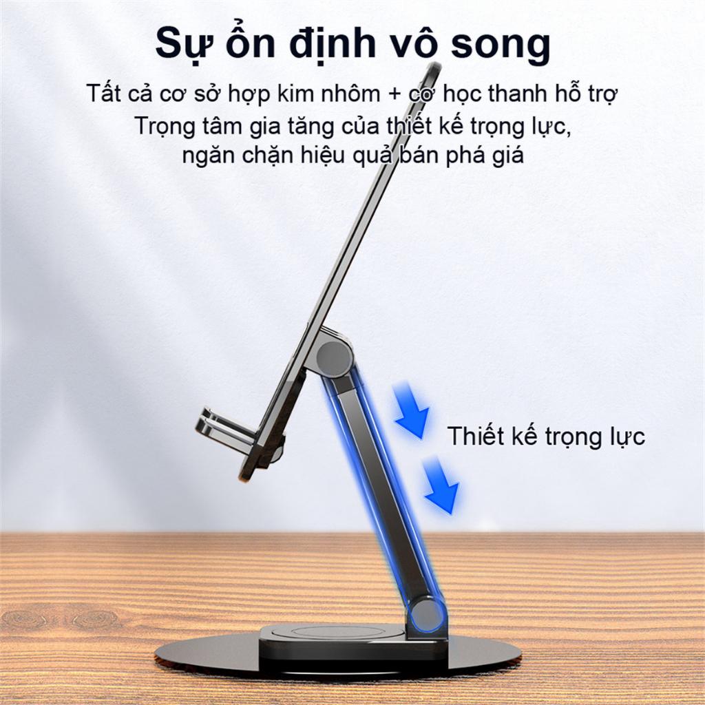 Swokii K39 Giá đỡ điện thoại, giá đỡ ipad nhôm, Hỗ trợ xoay 360°, Tương thích với điện thoại thông minh và máy tính bảng