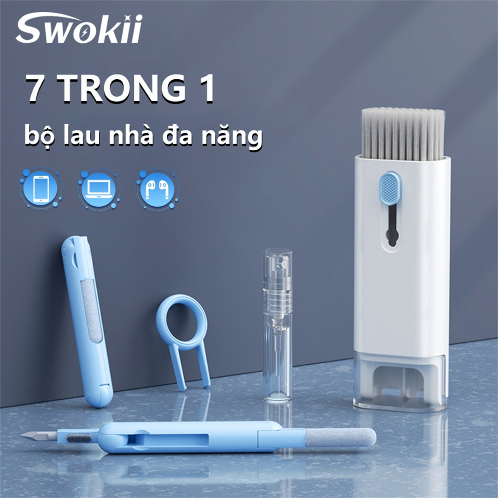 Swokii bộ dụng cụ vệ sinh laptop, bộ vệ sinh laptop 7 trong 1, Thích hợp cho máy tính/bàn phím/điện thoại di động/tai nghe, v.v.
