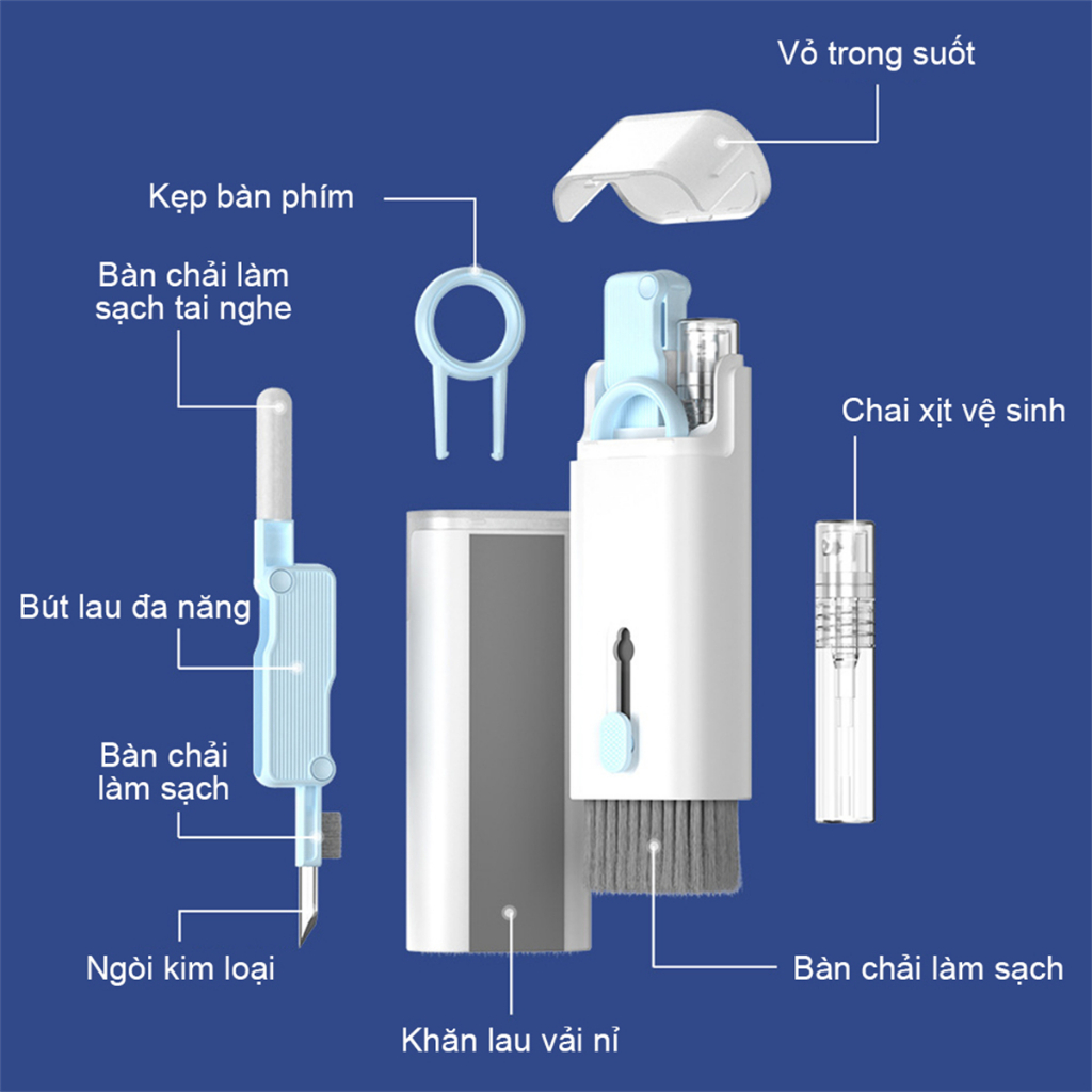 Swokii bộ dụng cụ vệ sinh laptop, bộ vệ sinh laptop 7 trong 1, Thích hợp cho máy tính/bàn phím/điện thoại di động/tai nghe, v.v.
