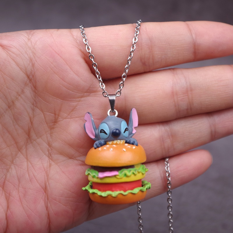 DISNEY 1 Móc Khóa Mô Hình Nhân Vật Hoạt Hình lilo & stitch / Hamburger / hot dog kirby / Kem Bằng pvc