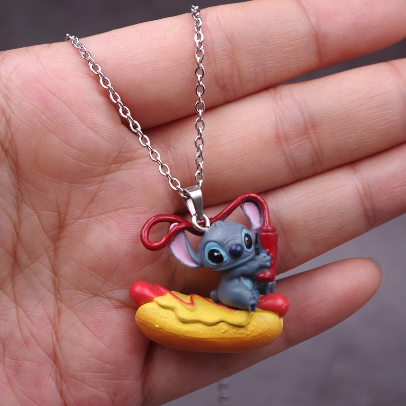 DISNEY 1 Móc Khóa Mô Hình Nhân Vật Hoạt Hình lilo & stitch / Hamburger / hot dog kirby / Kem Bằng pvc
