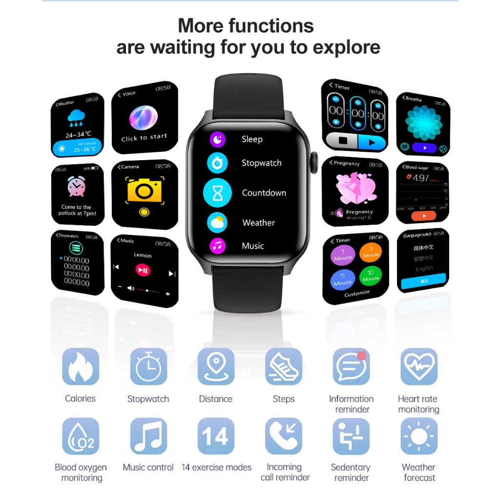 Đồng Hồ Thông Minh Chống Thấm Nước Màn Hình Cảm Ứng Cho Nam Nữ
