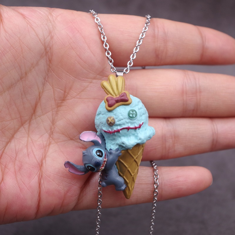 DISNEY 1 Móc Khóa Mô Hình Nhân Vật Hoạt Hình lilo & stitch / Hamburger / hot dog kirby / Kem Bằng pvc
