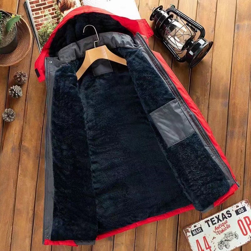 Áo Khoác cotton Phối Nhung Dày Ấm Áp Cá Tính Cho Nam Mùa Đông