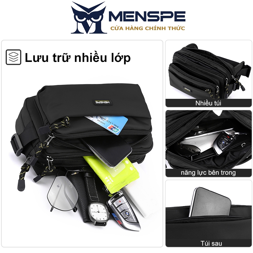Túi đeo chéo ngực MENSPE chống thấm nước phong cách đường phố cá tính cho nam