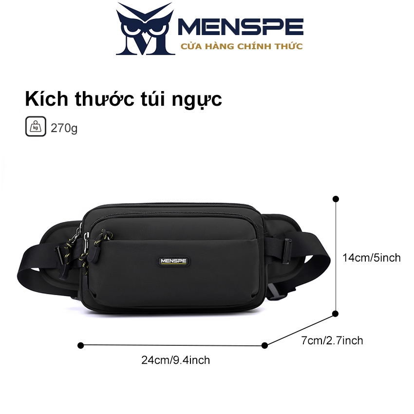 Túi đeo chéo ngực MENSPE chống thấm nước phong cách đường phố cá tính cho nam