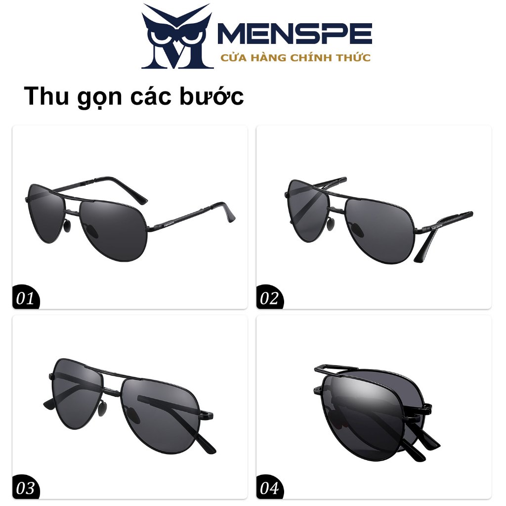 Kính mát phân cực MENSPE chống tia UV có thể gập lại khi lái xe câu cá cho nam
