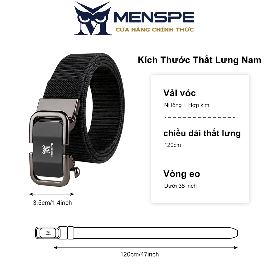 Thắt lưng nylon MENSPE khóa cài tháo lắp nhanh phong cách quân đội cho nam