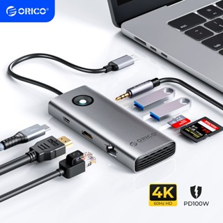 Trạm nối USB C ORICO, 6 trong 1 USB C Dongle với HDMI 4K + PD100W + 3 × USB3.0 + Ethernet, Bộ chuyển đổi đa cổng USB C Hub cho MacBook / Dell / HP / Surface / Lenovo