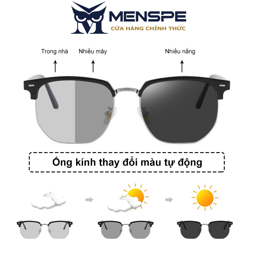 Kính mát MENSPE gọng bán nguyệt chống ánh sáng xanh thời trang cho nam
