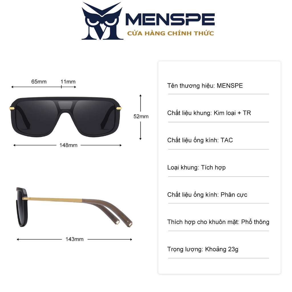 Kính mát phân cực MENSPE chống tia UV400 siêu nhẹ cho nam