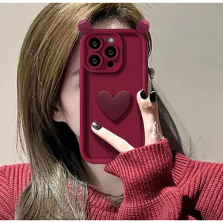 Phù Hợp Ốp Điện Thoại Hình Tai Trái Tim 3d Màu Đỏ Chống Rơi Cho iphone 11 pro max x xr xs max 7 8 plus 11 12 13 14 15 pro max