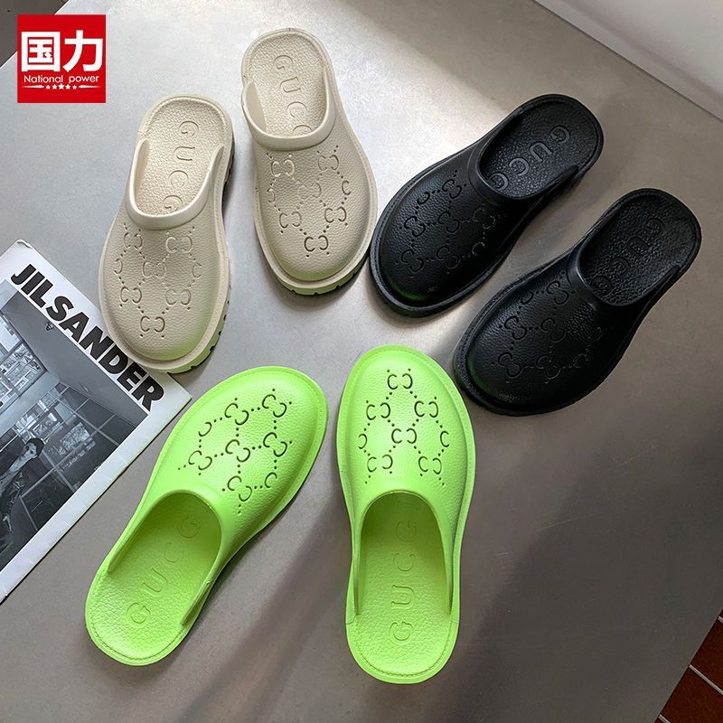 Giày Lười Cao Su Đế Dày Chống Trượt Chống Nước Màu Trắng Đen Thời Trang Cho Cặp Đôi