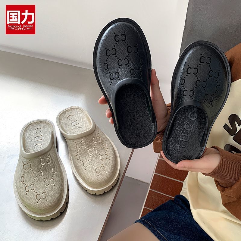 Giày Lười Cao Su Đế Dày Chống Trượt Chống Nước Màu Trắng Đen Thời Trang Cho Cặp Đôi